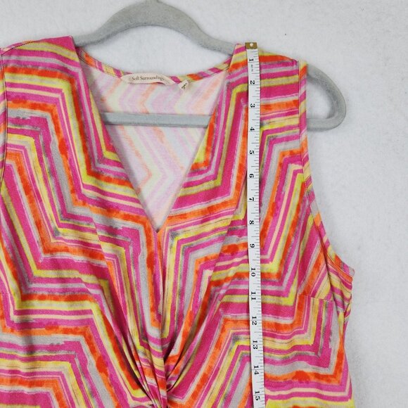 Soft Surroundings Dress Womens Large Pink Maxi V Neck Twist Front Sleeveless - Picture 5 of 10